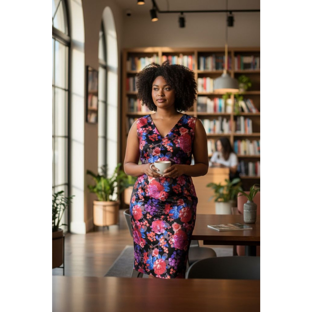 🔥 BUNDLE DEAL: 3/$25 OR 5/$50 New York & Company Floral V-Neck Dress L